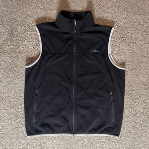 L.L. Bean Polartec Fleece Vest Mens Large Black Gray Trim Full Zip 0AFW8 Vintage